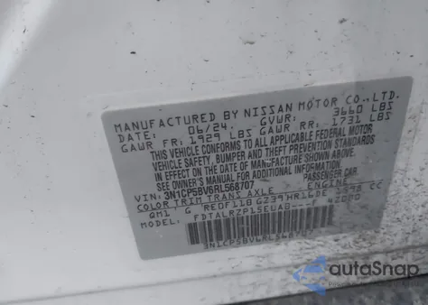 2024 Nissan Kicks S Xtronic Cvt z USA, uszkodzony, nr VIN 3N1CP5BV6RL568707